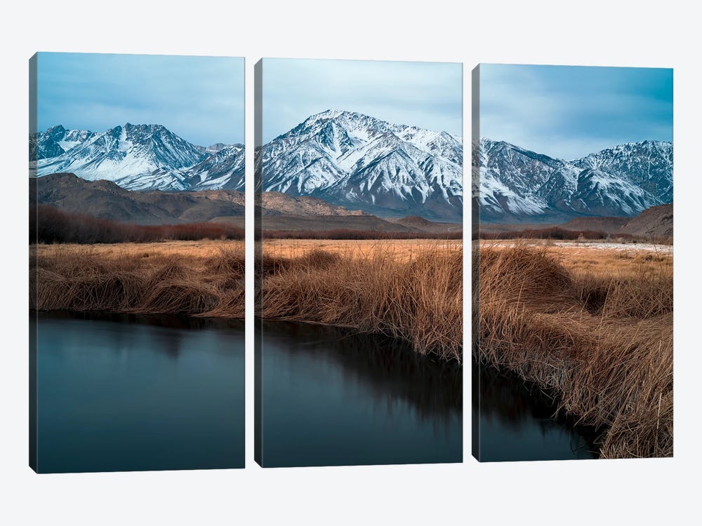 Owens River And Eastern Sierra Mountains Backdrop by Alexander Sloutsky 3-piece Canvas Print