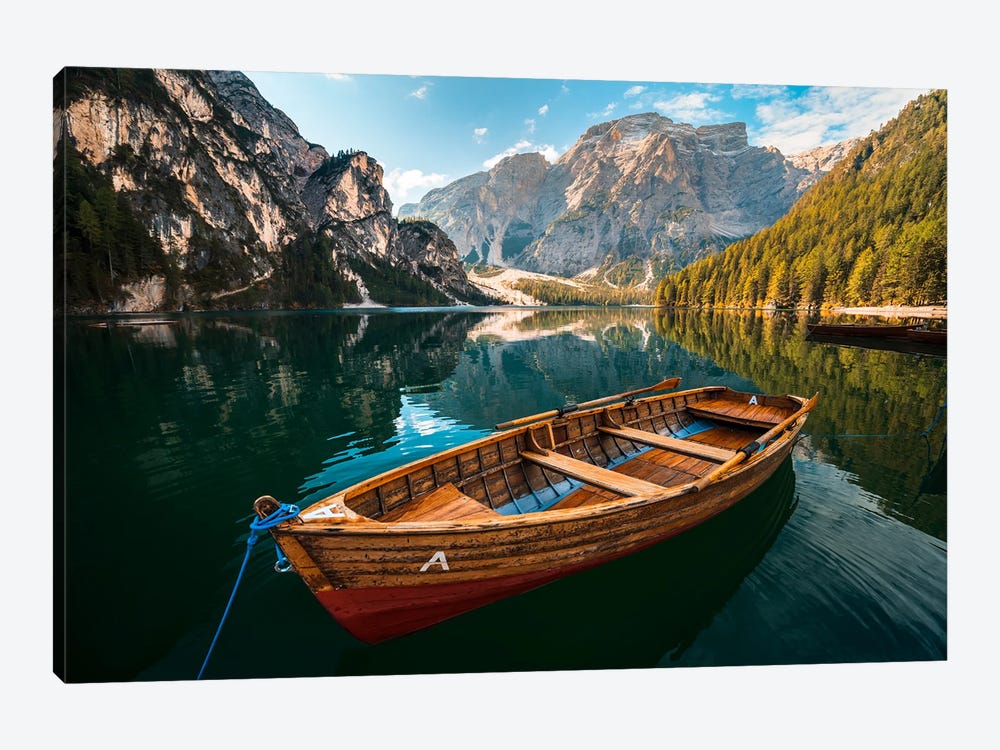 Boat A At Lago Di Braies by Alexander Sloutsky 1-piece Canvas Art