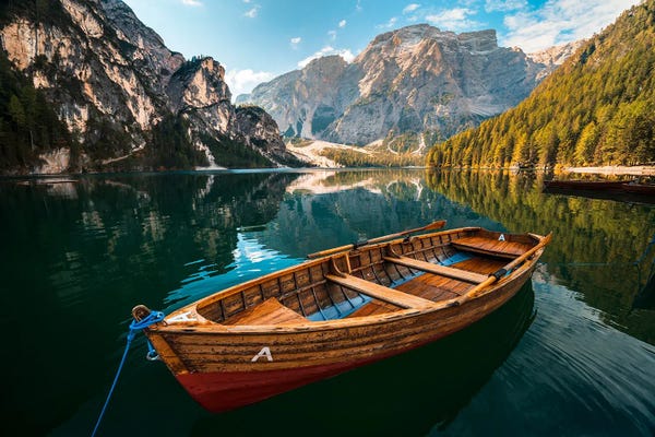Nature Lover: Boat At Lago Di Braies by Alexander Sloutsky