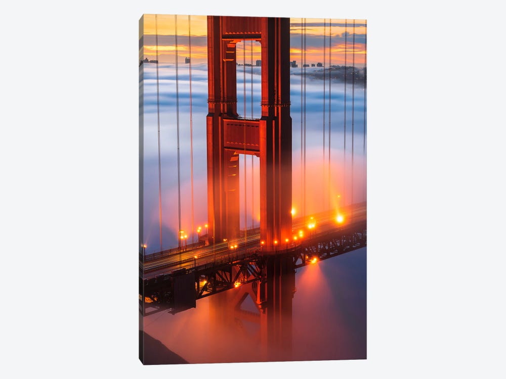 Golden Gate Bridge Embraced By Low Fog by Alexander Sloutsky 1-piece Canvas Print