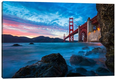 Golden Gate's Timeless Twilight Symphony Canvas Art Print - Famous Bridges