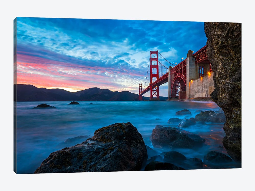 Golden Gate's Timeless Twilight Symphony by Alexander Sloutsky 1-piece Canvas Art
