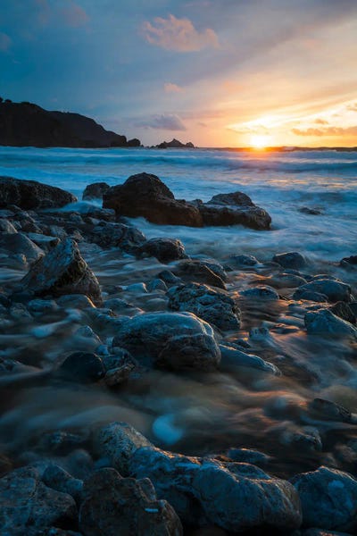 Rocky Beaches: Dazzling Coastal Sunset On California Coast by Alexander Sloutsky