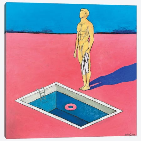 Pink Pool Canvas Print #AXW15} by Alex Wings Canvas Artwork