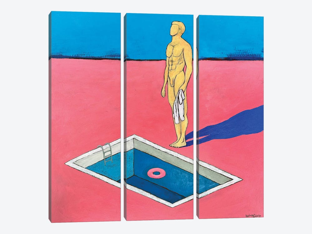 Pink Pool by Alex Wings 3-piece Canvas Print