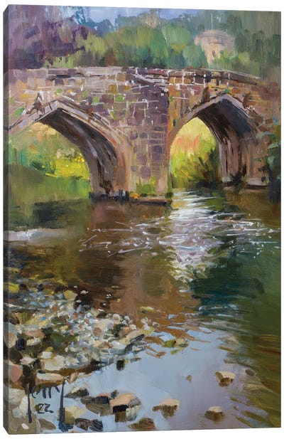Bridge Over River Derwent (En Plein Air) Canvas Art Print - Alex Kelly