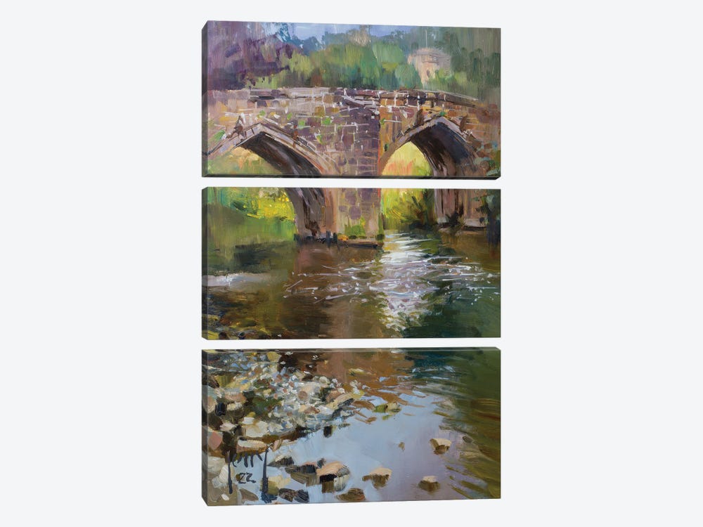 Bridge Over River Derwent (En Plein Air) by Alex Kelly 3-piece Canvas Art