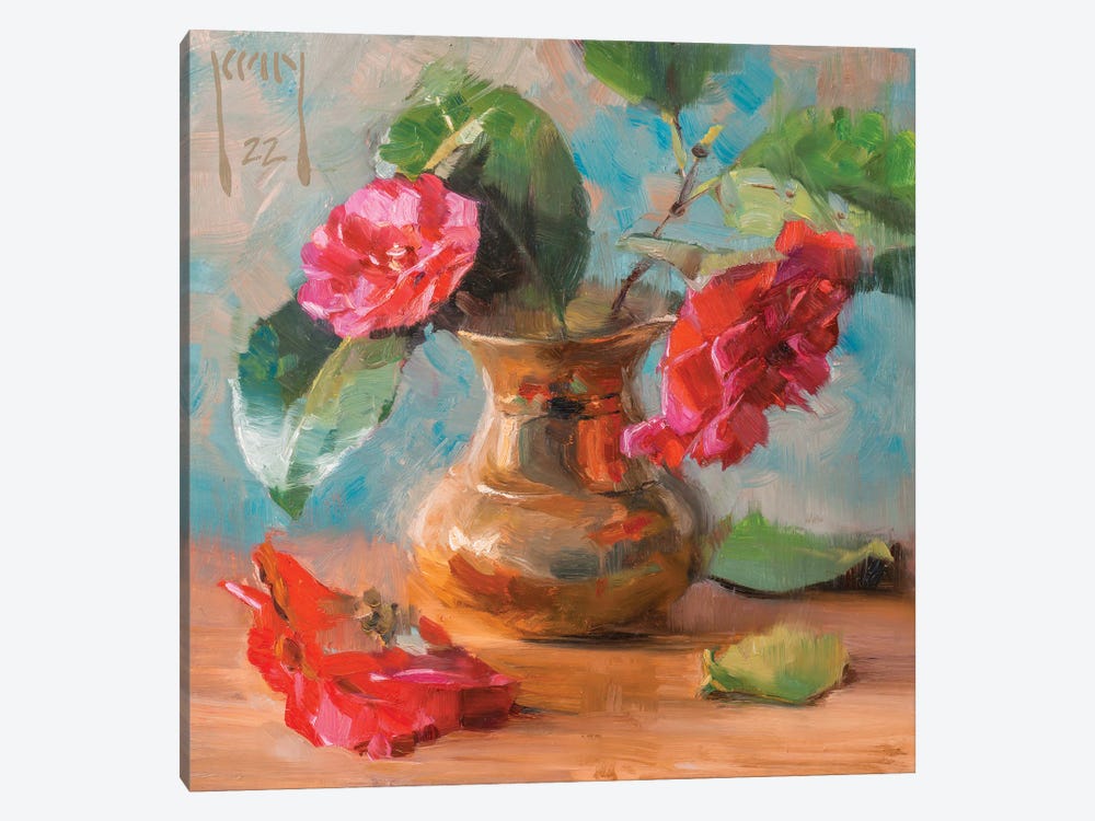 Camellia And Brass by Alex Kelly 1-piece Canvas Print