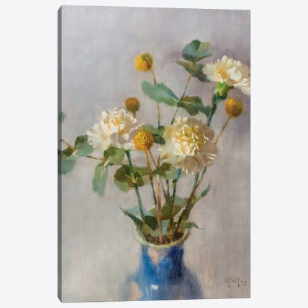 Carnations, Craspedia And Eucalyptus Canvas Print #AXY16} by Alex Kelly Canvas Artwork