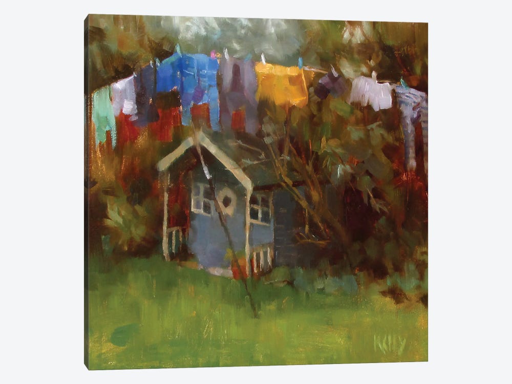 Washing On The Line by Alex Kelly 1-piece Canvas Wall Art