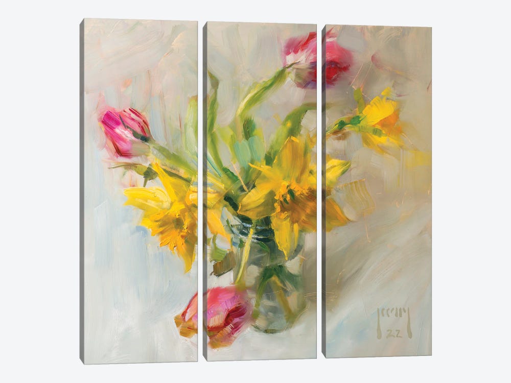 Daffodils And Tulips by Alex Kelly 3-piece Canvas Artwork