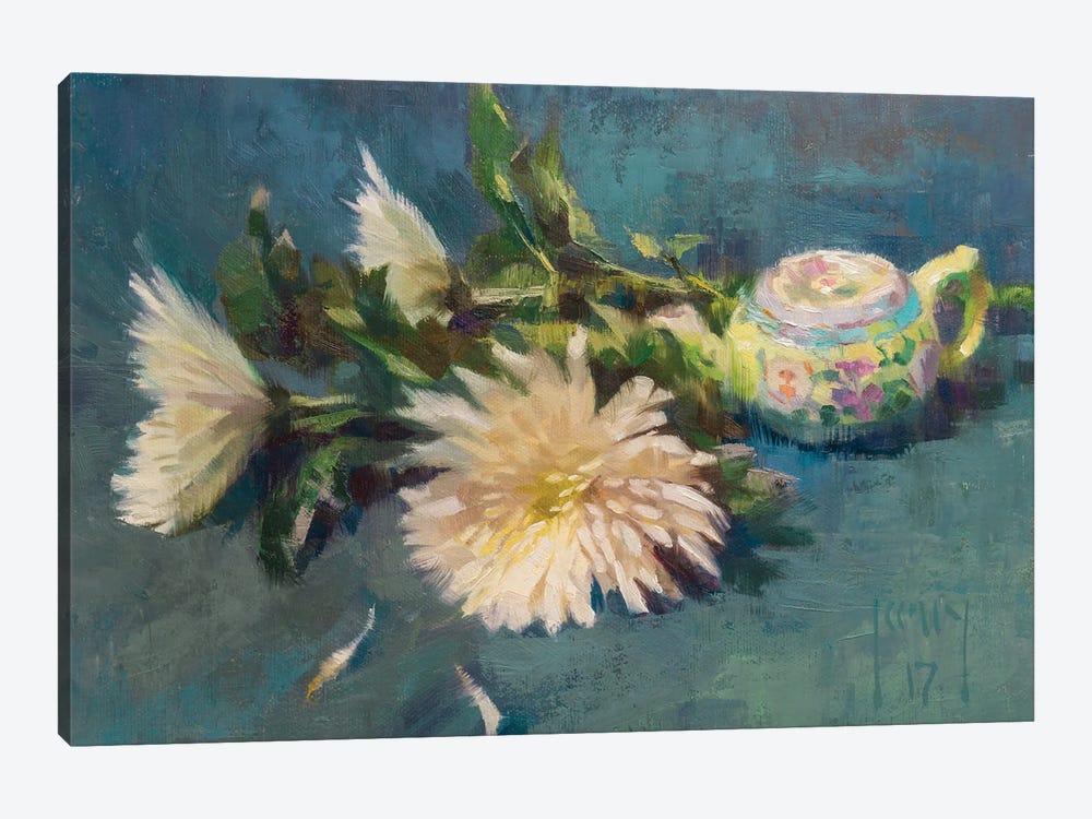 Green Tea And Chrysanthemums by Alex Kelly 1-piece Canvas Art Print