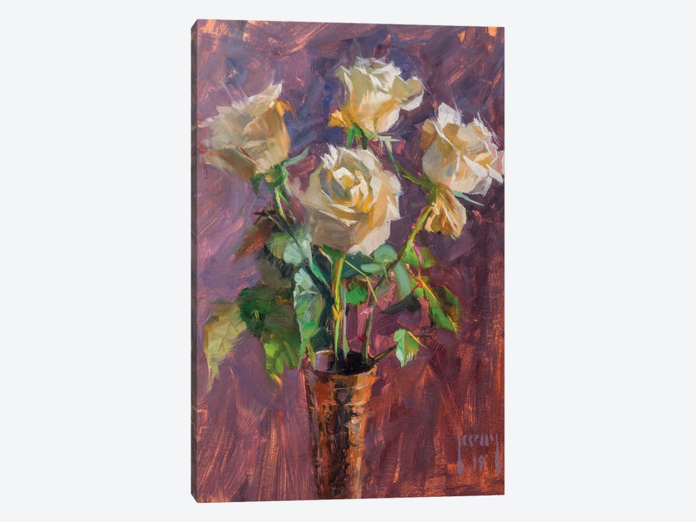 Four White Roses by Alex Kelly 1-piece Canvas Wall Art
