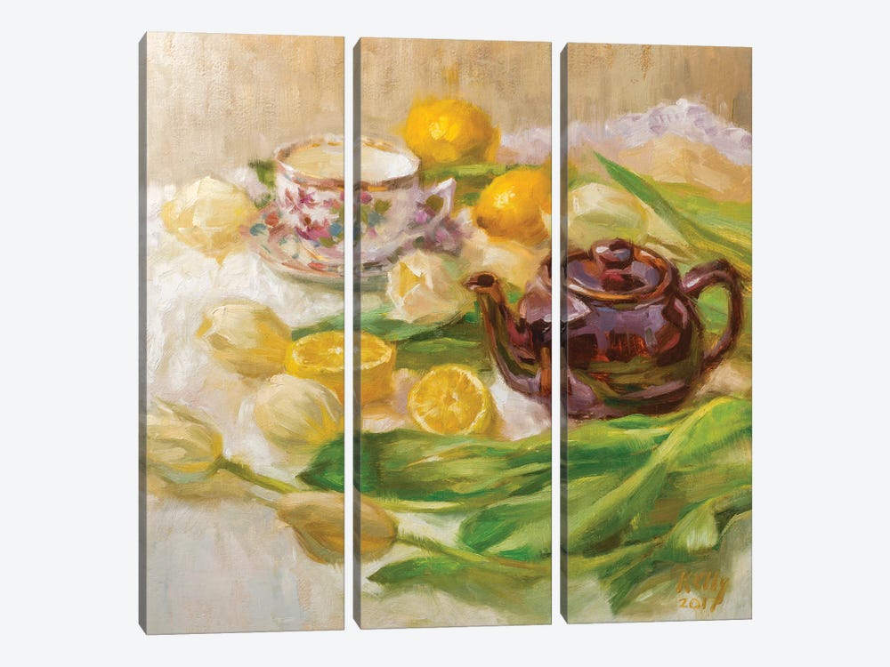 Lemon Tea by Alex Kelly 3-piece Canvas Art Print