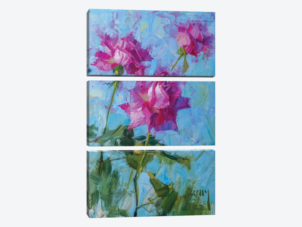 Pink Rose Trio by Alex Kelly 3-piece Canvas Art