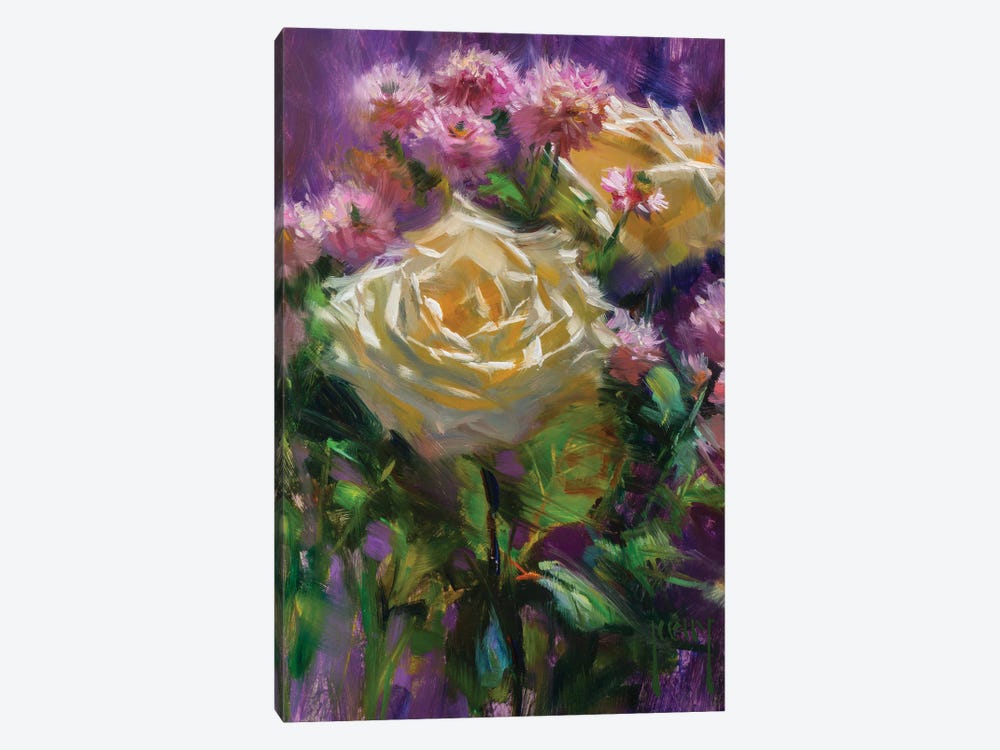 Roses And Chrysanthemums by Alex Kelly 1-piece Canvas Art Print