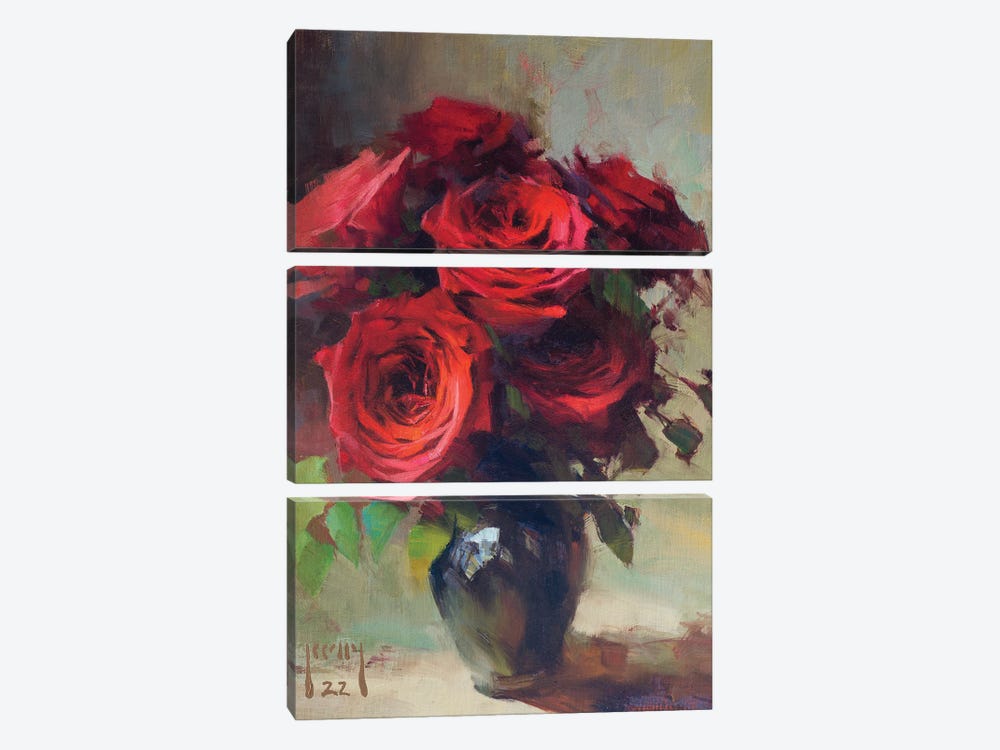 Eveloped In Deep Red by Alex Kelly 3-piece Canvas Art Print