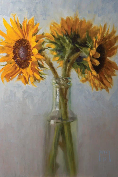 Sunflowers In An Old Bottle