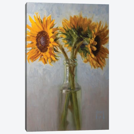 Sunflowers In An Old Bottle Canvas Print #AXY60} by Alex Kelly Canvas Wall Art