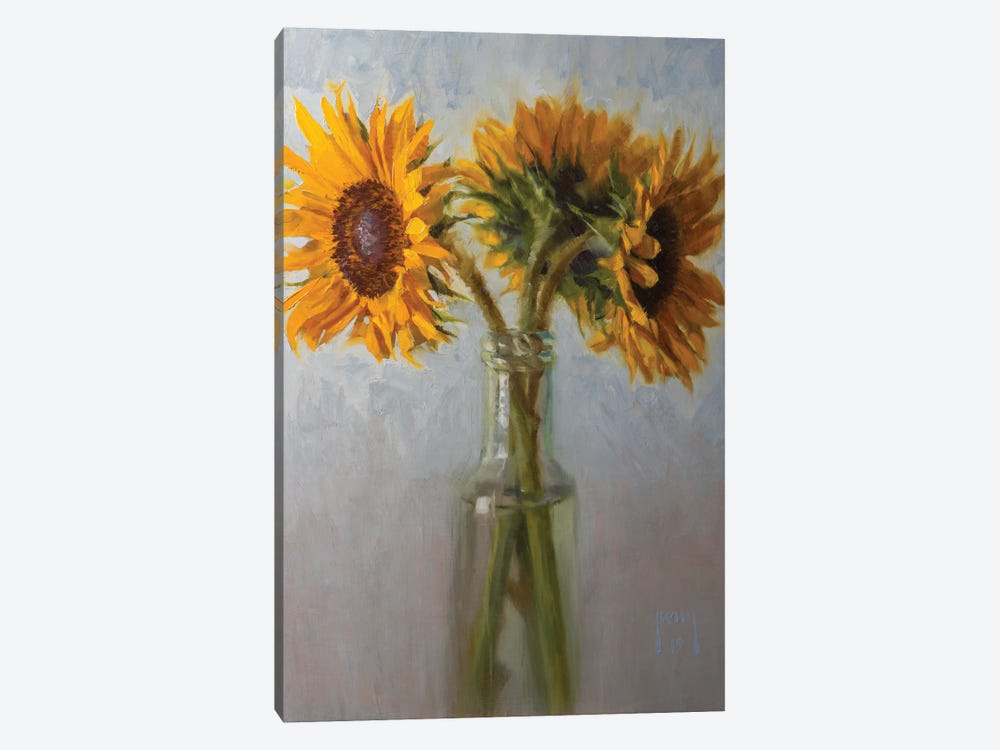Sunflowers In An Old Bottle by Alex Kelly 1-piece Canvas Artwork