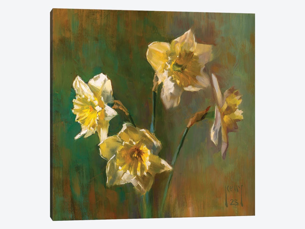 White Daffodils by Alex Kelly 1-piece Art Print