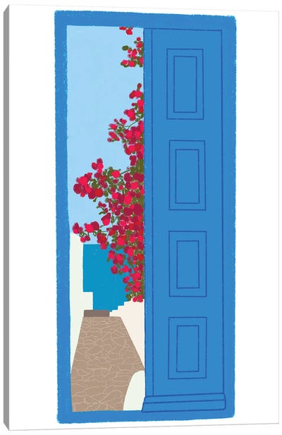 Blue Santorini Door Canvas Art Print