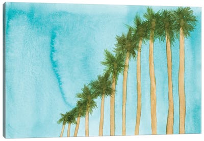 Blue Skies And Palm Trees Canvas Art Print