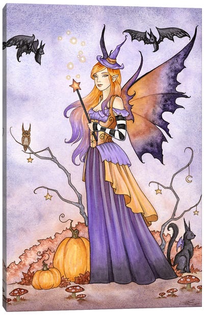 Halloween Magick Canvas Art Print - Bat Art