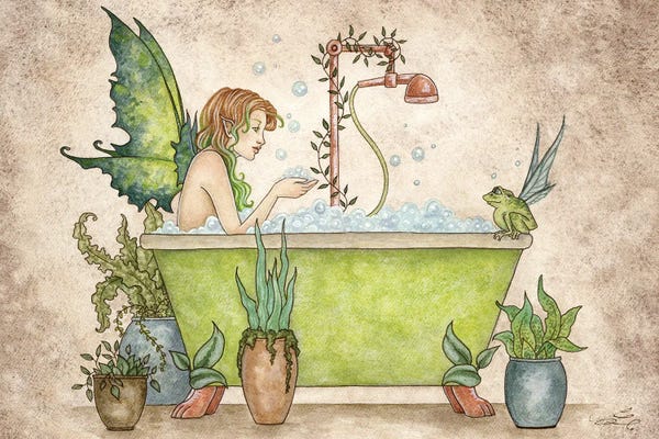 Fine Art Print: Fairies Love Bubble Baths by Amy Brown