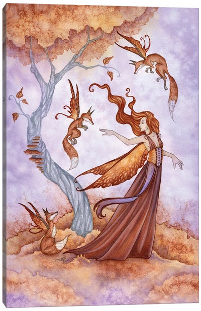 Autumn Companions Canvas Art Print - Fox Art