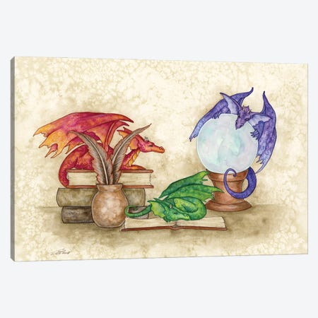 Dragons In The Library Canvas Print #AYB4} by Amy Brown Canvas Wall Art