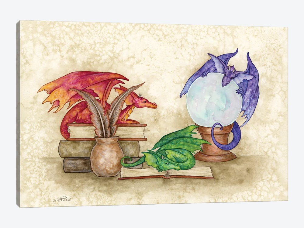 Dragons In The Library by Amy Brown 1-piece Canvas Artwork