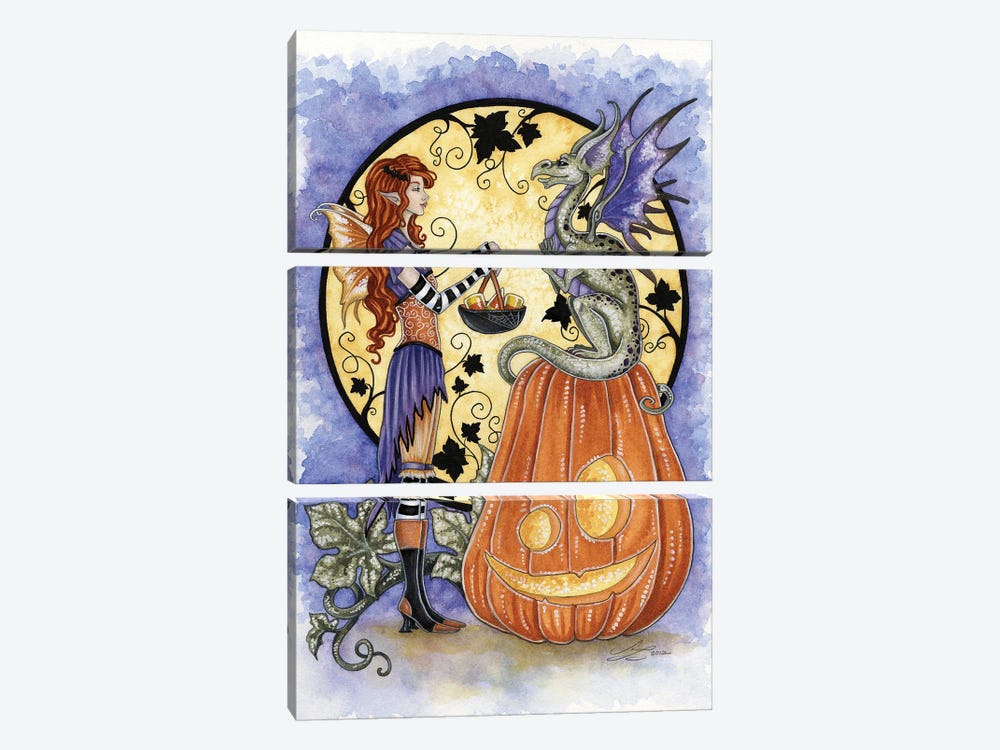 Dragon Love Candycorn by Amy Brown 3-piece Canvas Print