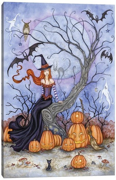 Halloween Tree Canvas Art Print - Witch Art