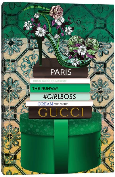 Paris In Green Canvas Art Print - Art By Choni