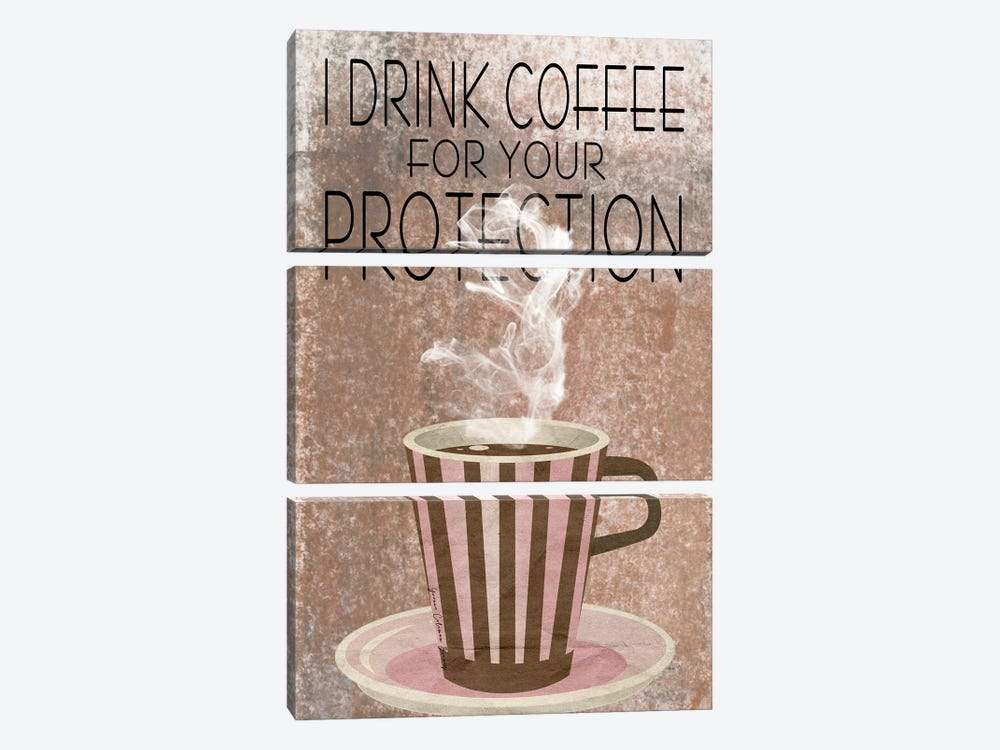 I Drink Coffee For Your Protection by Art By Choni 3-piece Canvas Art Print