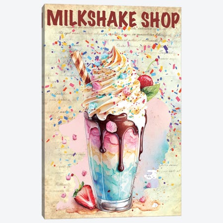 Milkshake Shop Canvas Print #AYC126} by Art By Choni Art Print