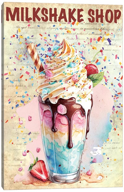 Milkshake Shop Canvas Art Print - Ice Cream & Popsicle Art
