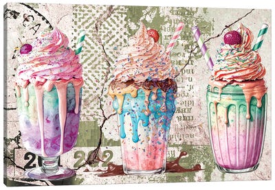 Shakes Gone Wild Canvas Art Print - Ice Cream & Popsicle Art