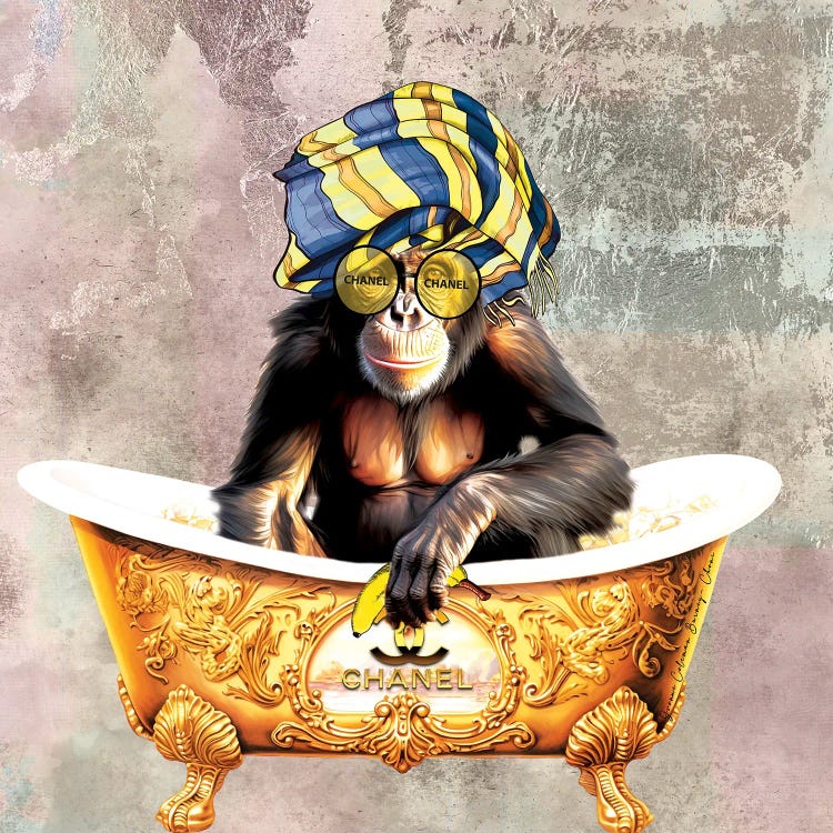 Chanel Monkey In Tub by Art By Choni wall art