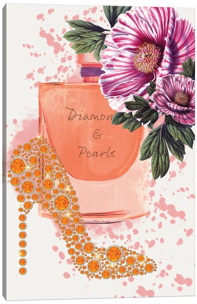 Orange Diamond Shoe Flower Canvas Art Print - Art By Choni