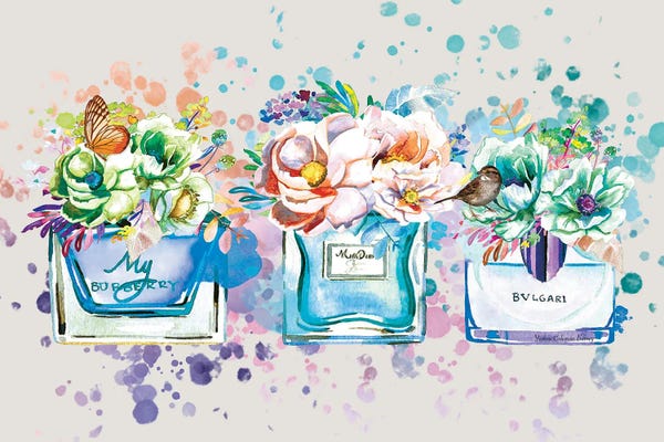 Butterflies and Flowers: Perfume, Flowers, & Butterflies Blue by Art By Choni