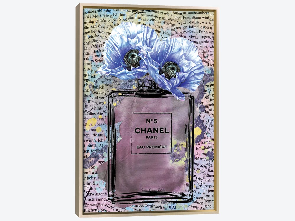 Framed Canvas Art (Champagne) - Purple Chanel by Art by Choni ( Fashion > Hair & Beauty > Perfume Bottles art) - 26x18 in