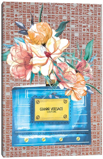 Blue Versace Canvas Art Print - Perfume Bottle Art
