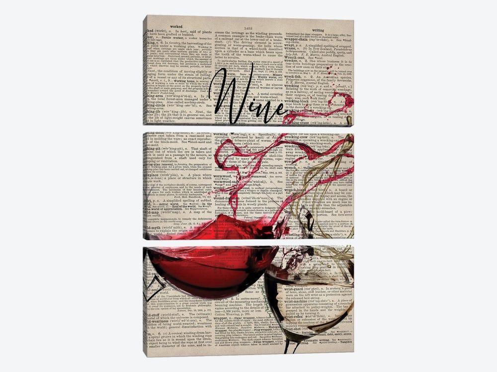 Toasting Wine by Art By Choni 3-piece Canvas Artwork
