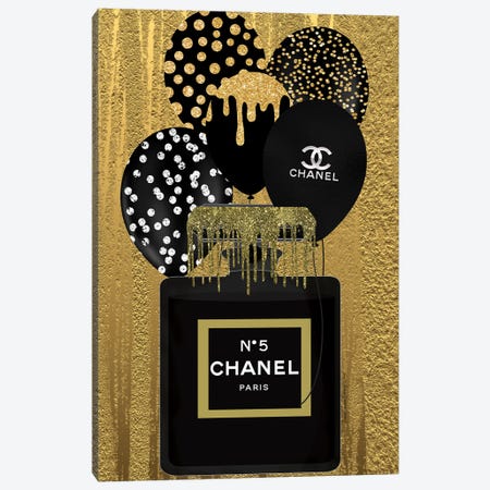 Gold And Black Chanel Canvas Print #AYC91} by Art By Choni Canvas Artwork