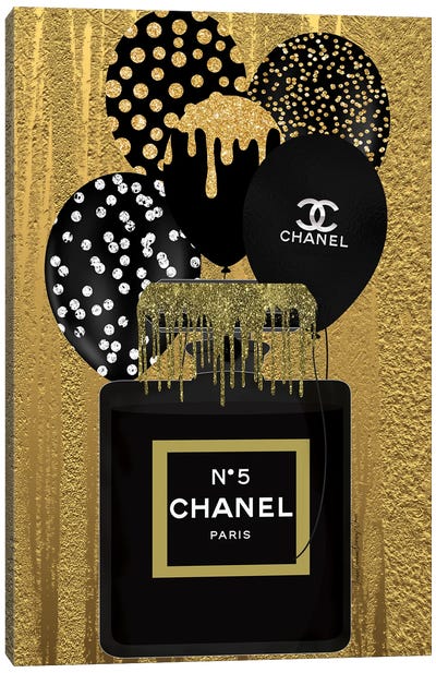Gold And Black Chanel Canvas Art Print - Art By Choni