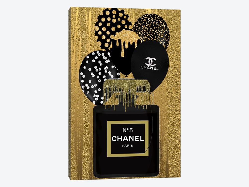 Gold And Black Chanel by Art By Choni 1-piece Canvas Print