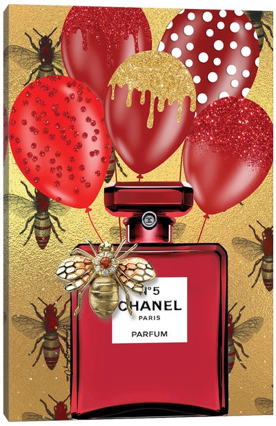 Bee Chanel Red Canvas Art Print - Art By Choni