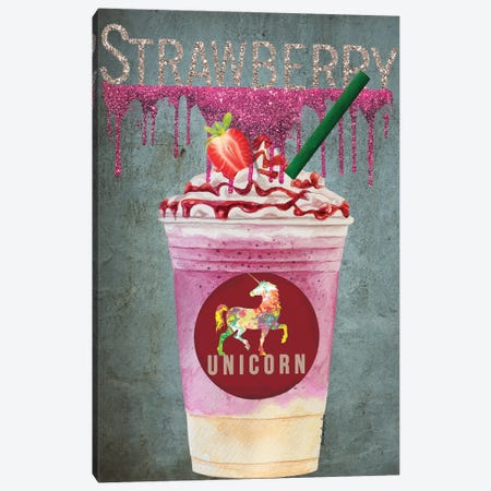 Strawberry Unicorn Canvas Print #AYC97} by Art By Choni Canvas Print